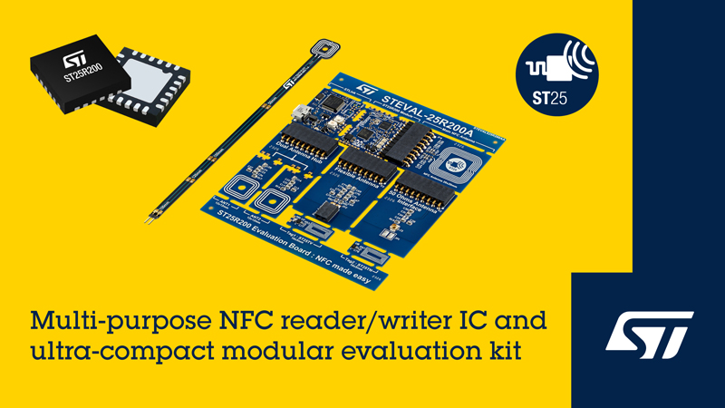 STMicroelectronics' newly launched NFC reader chip and complete set of modular development tools accelerate the design of non-contact products