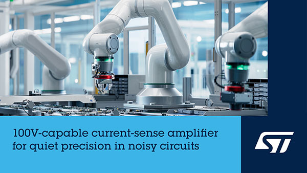 STMicroelectronics' 100V Withstand Voltage Current Shunt Amplifier Achieves High-Precision Measurement